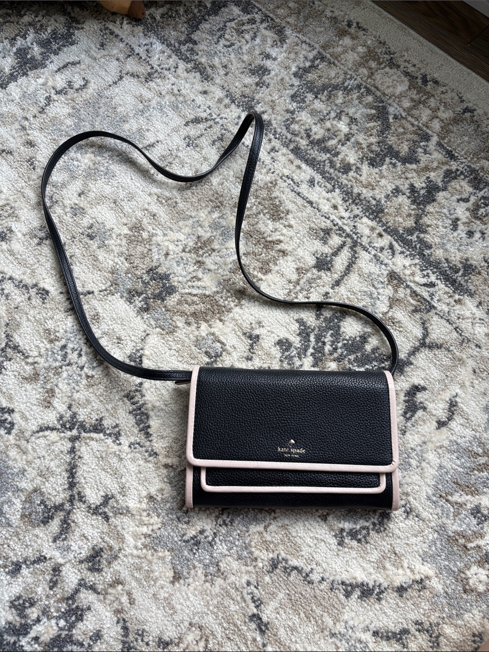Kate Spade Black Crossbody bag with Pink Trim